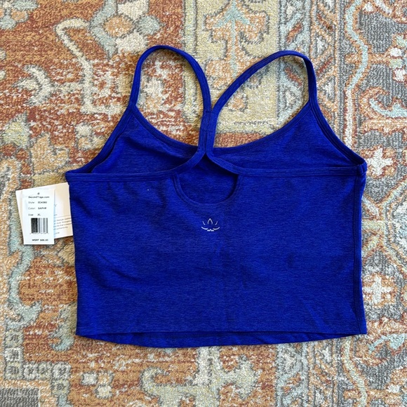 NWT Beyond Yoga Spacedye Slim Racerback Cropped Tank Sapphire size XL - Picture 2 of 6